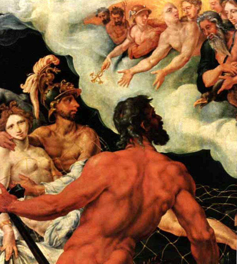 Maarten van Heemskerck (1498-1574) -
Mars en Venus in het net
(Wenen, Kunsthistorisches Museum).